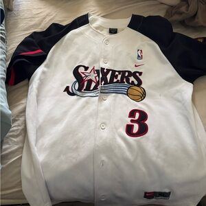 Nike Sixers White and Black Button-Up Jersey